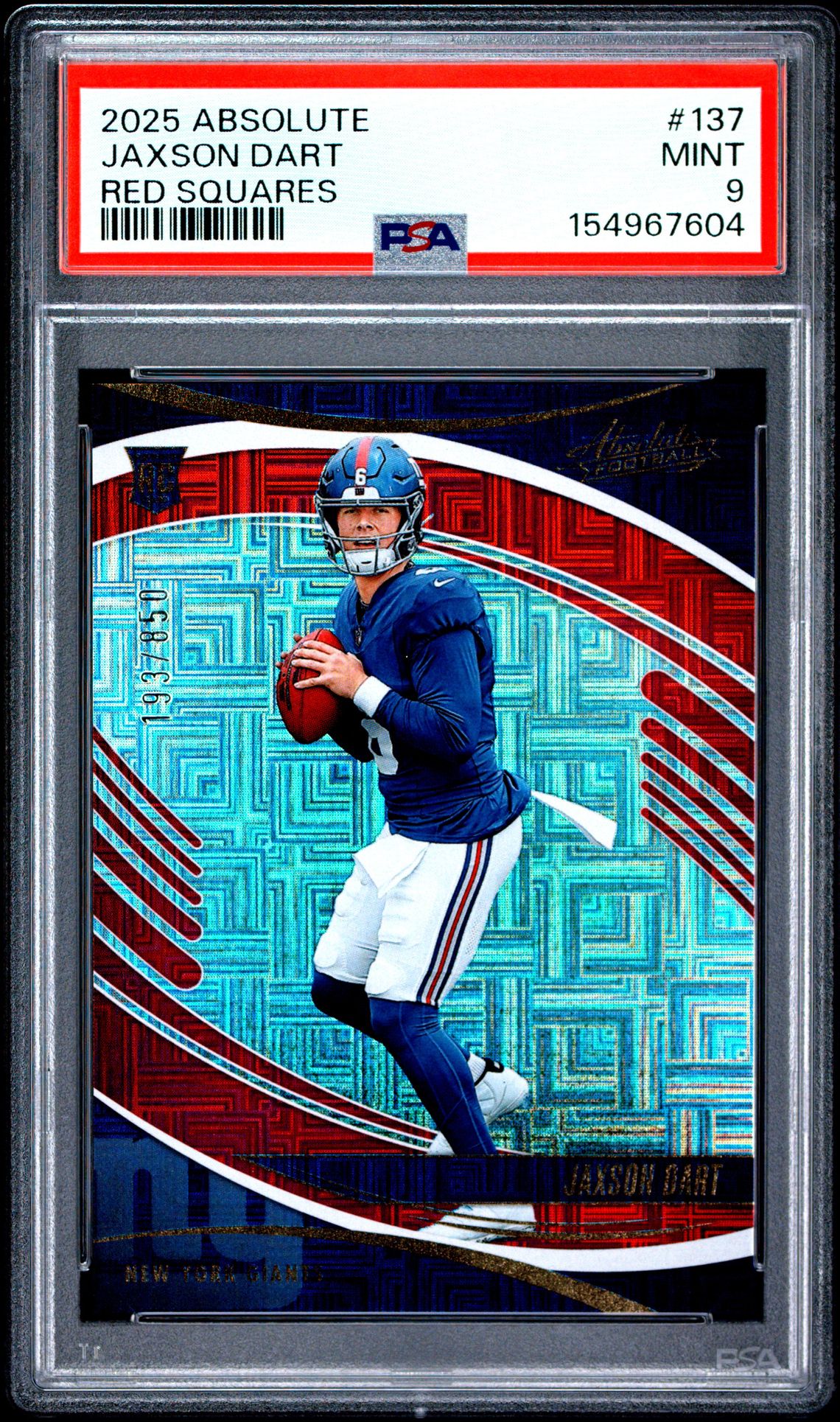 2025 Panini Absolute Jaxson Dart #137 (Red Squares) Mint 9 front