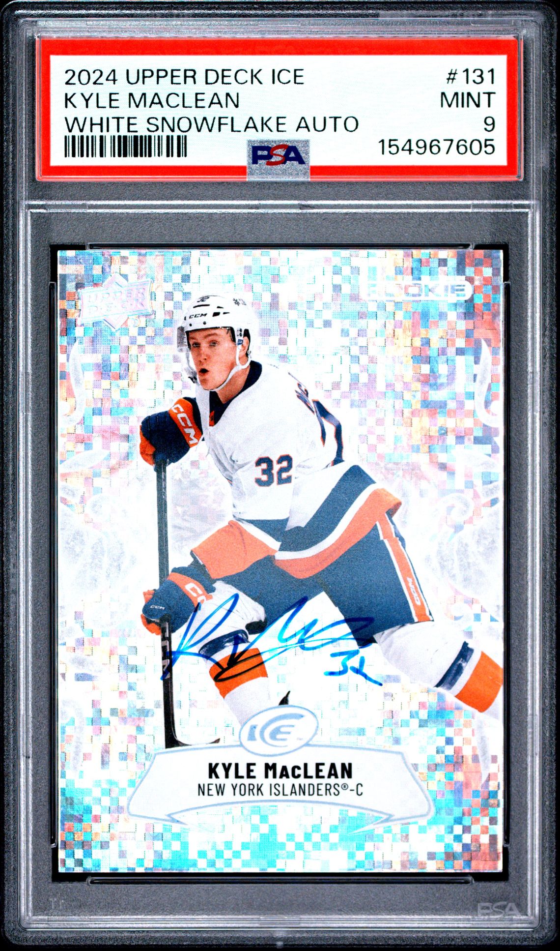 2024 Upper Deck Ice Kyle Maclean #131 (White Snowflake Auto) Mint 9 front