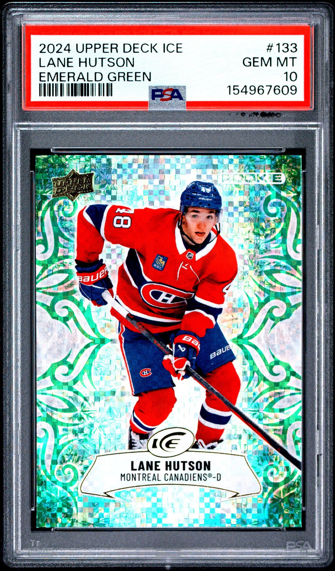 2024 Upper Deck Ice Lane Hutson #133 (Emerald Green) Gem Mt 10 front