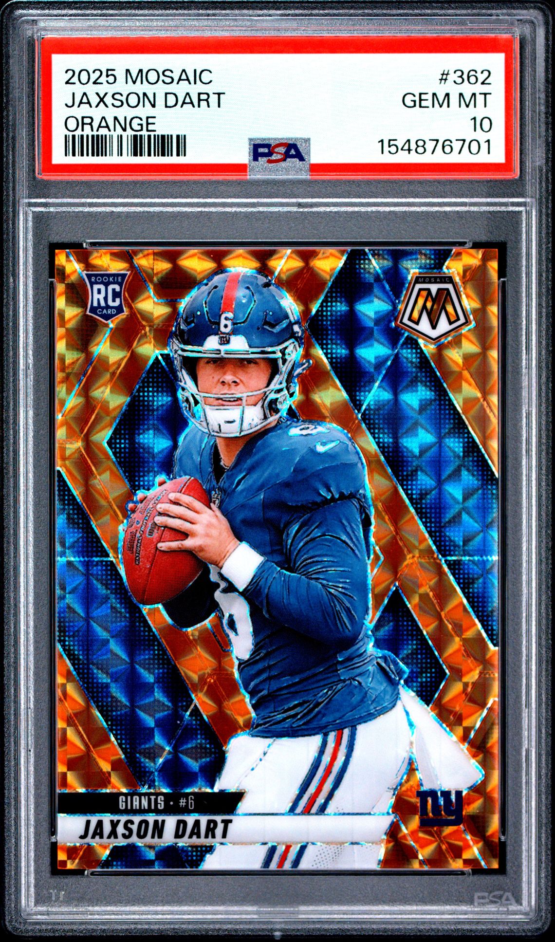 2025 PANINI MOSAIC JAXSON DART ORANGE 362 GEM MT 10 front
