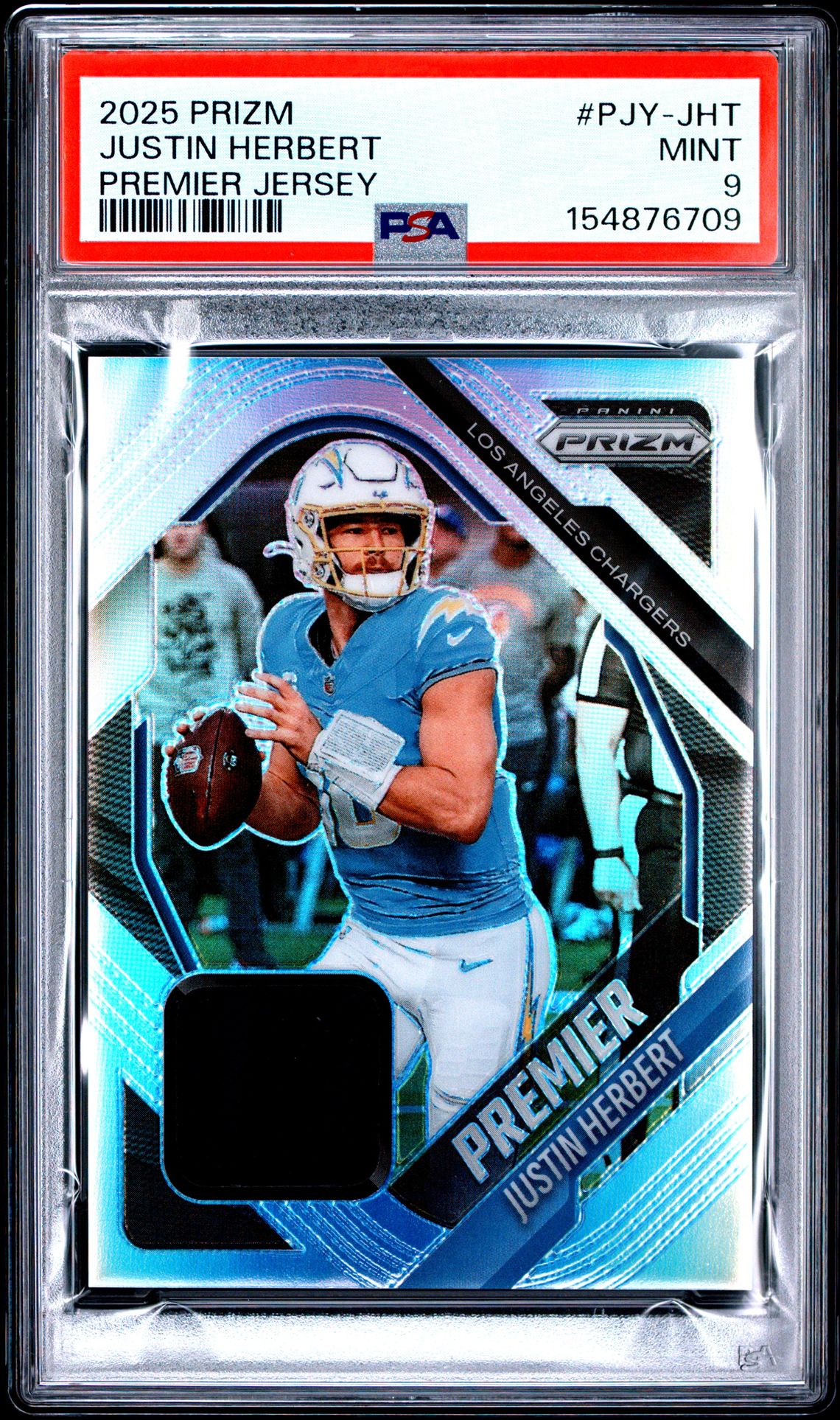 2025 Panini Prizm Premier Jerseys Justin Herbert #Pjy-Jht Mint 9 front