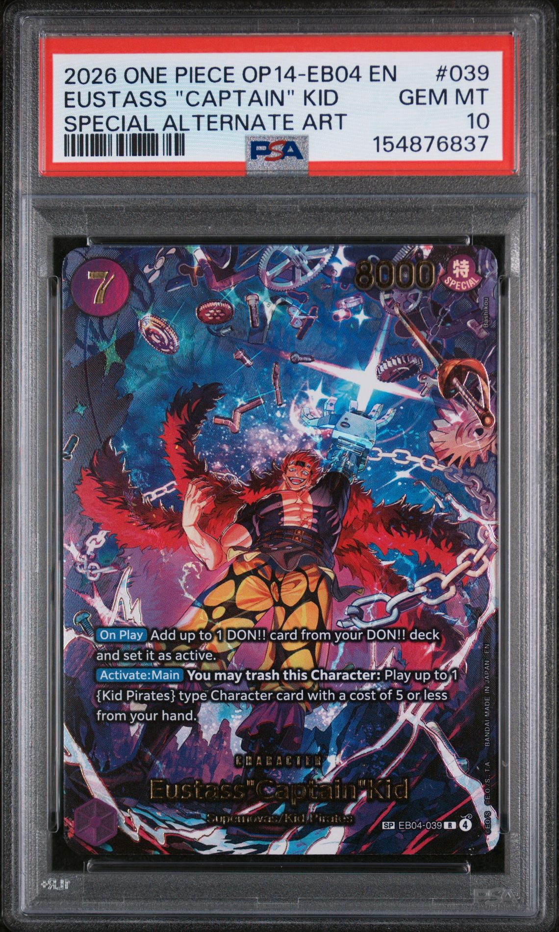 2026 One Piece ONE PIECE OP14-EB04-THE AZURE SEA'S SEVEN SPECIAL ALTERNATE ART #039 Eustass "Captain" Kid front