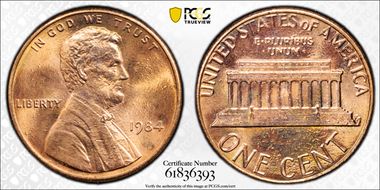 1984 1C Doubled Die Obverse MS67RD