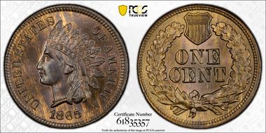 1865 1C Fancy 5 MS65BN