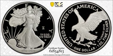 2026-W $1 Silver Eagle w/ Liberty Bell 250 Privy First Strike PR69DCAM