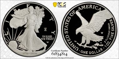 2026-W $1 Silver Eagle w/ Liberty Bell 250 Privy First Strike PR67DCAM