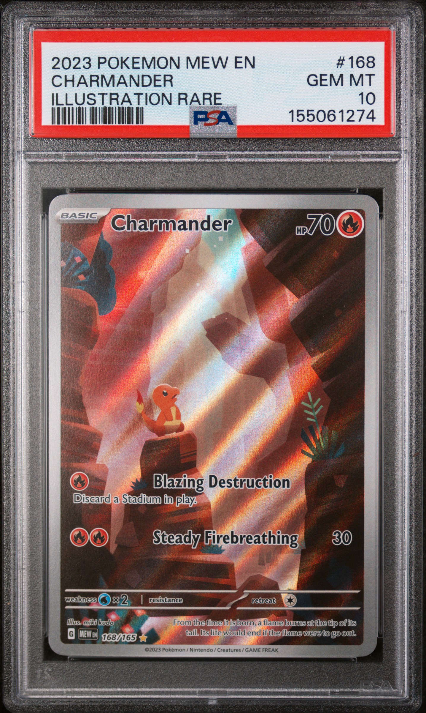 2023 POKEMON MEW EN-151 ILLUSTRATION RARE CHARMANDER #168 — PSA 10