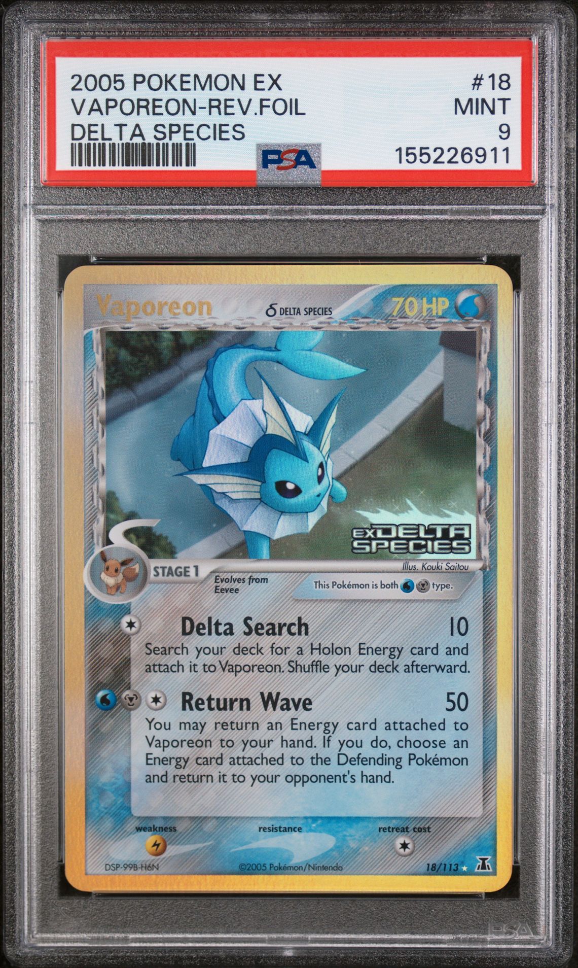 2005 Pokemon POKEMON EX DELTA SPECIES #18 Vaporeon-Rev.Foil front