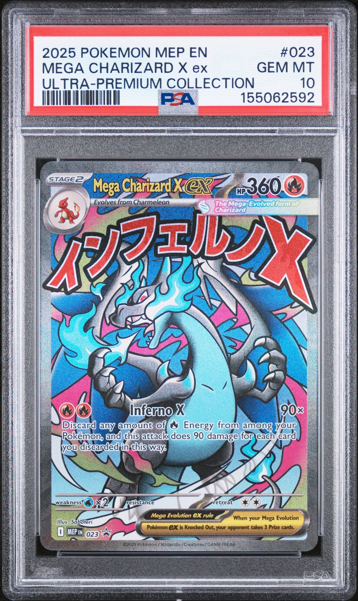 2025 Pokemon Mep En-Me Black Star Promo Mega Charizard X Ex #023 (Ultra-Premium Collection) Gem Mt 10 front
