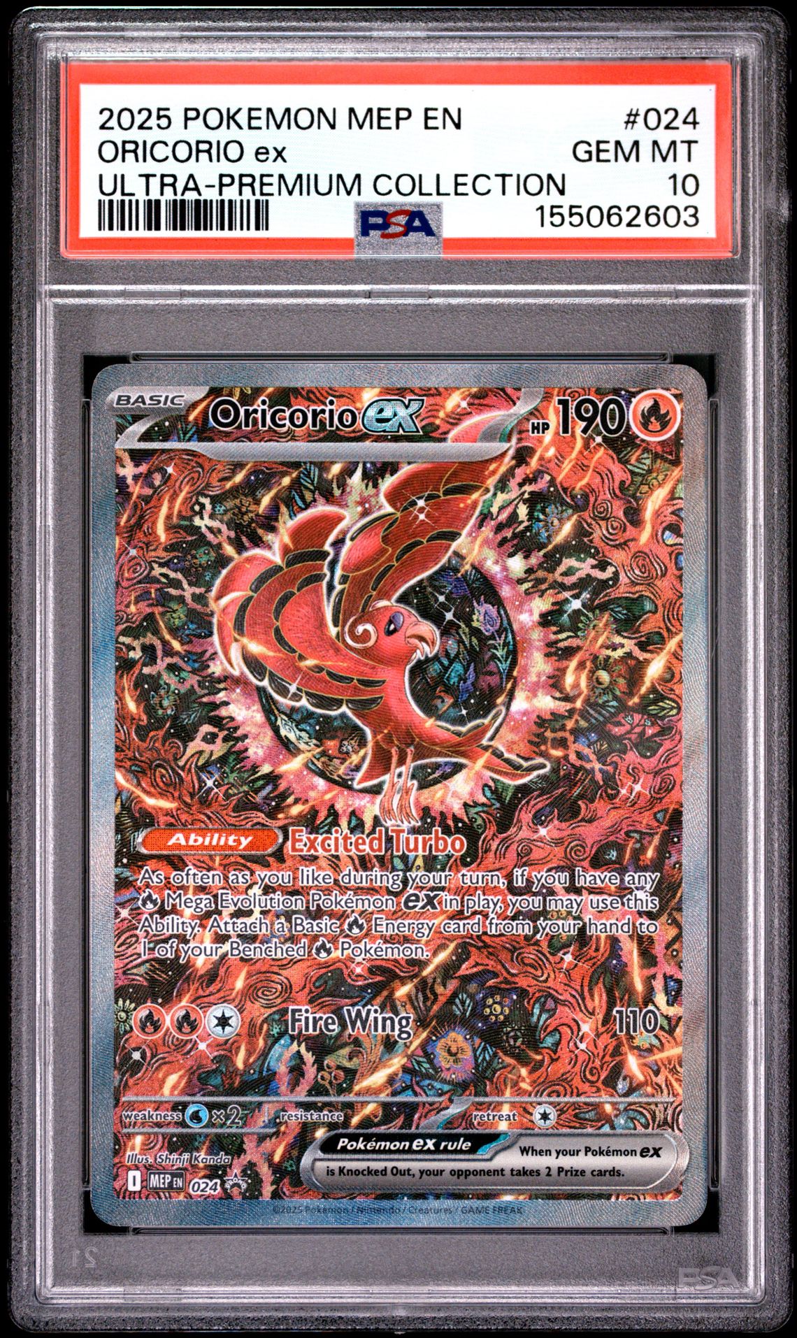 2025 Pokemon Mep En-Me Black Star Promo Oricorio Ex #024 (Ultra-Premium Collection) Gem Mt 10 front view - PSA graded GEM MT 10