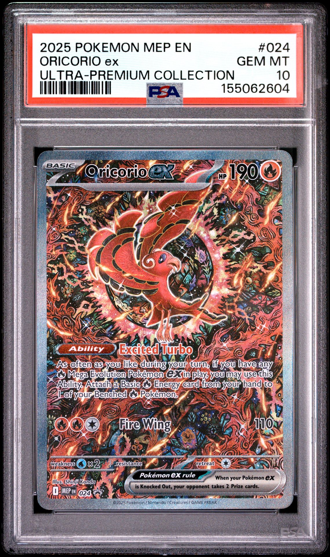 2025 Pokemon Mep En-Me Black Star Promo Oricorio Ex #024 (Ultra-Premium Collection) Gem Mt 10 front view - PSA graded GEM MT 10