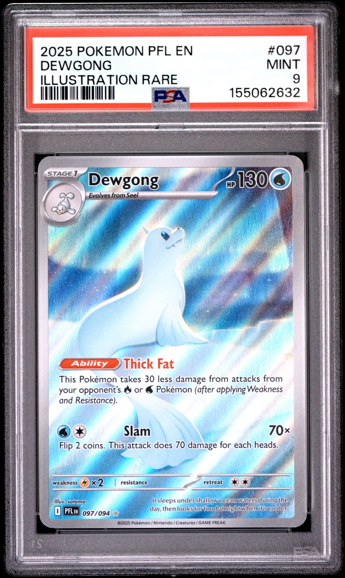 2025 Pokemon Pfl En-Phantasmal Flames Dewgong #097 (Illustration Rare) Mint 9 front