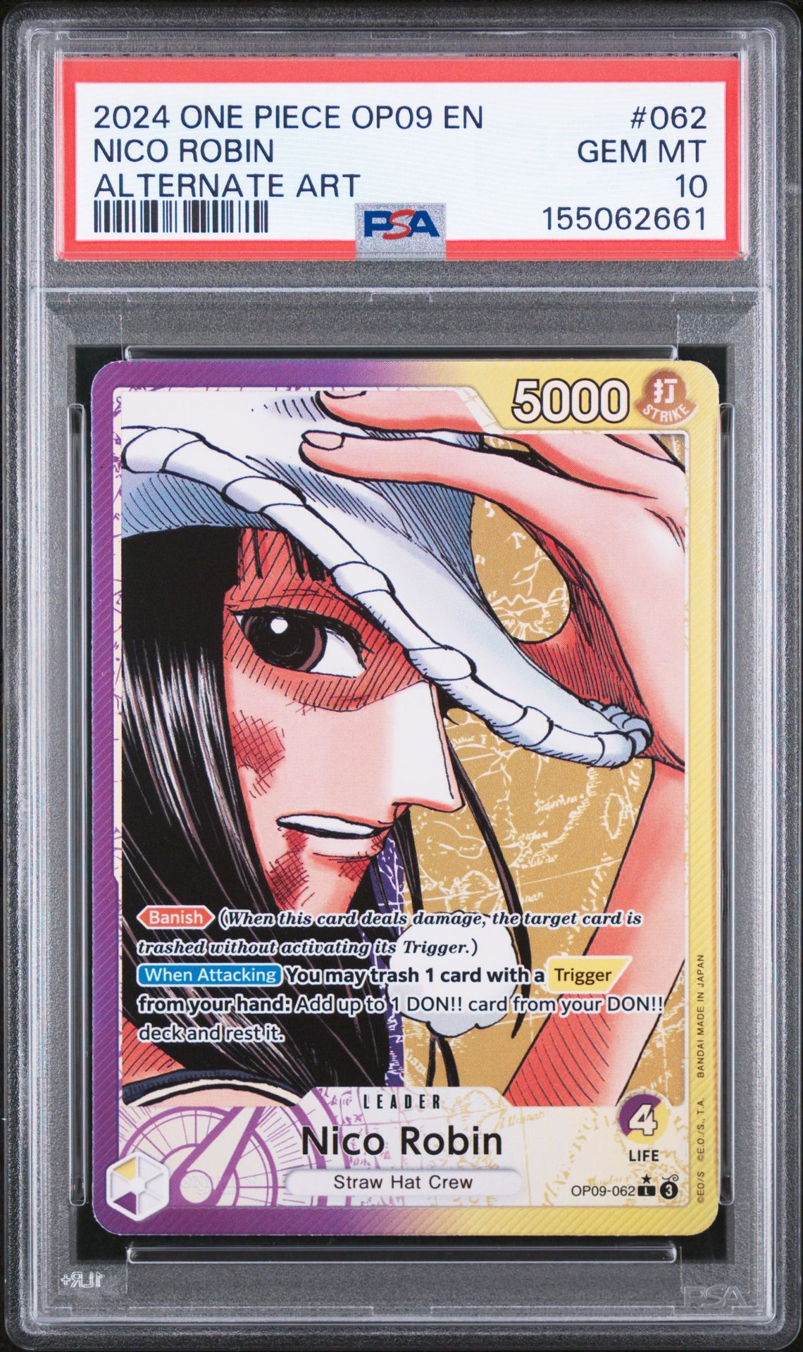2024 One Piece Op09-Emperors In The New World Nico Robin #062 (Alternate Art) Gem Mt 10 front