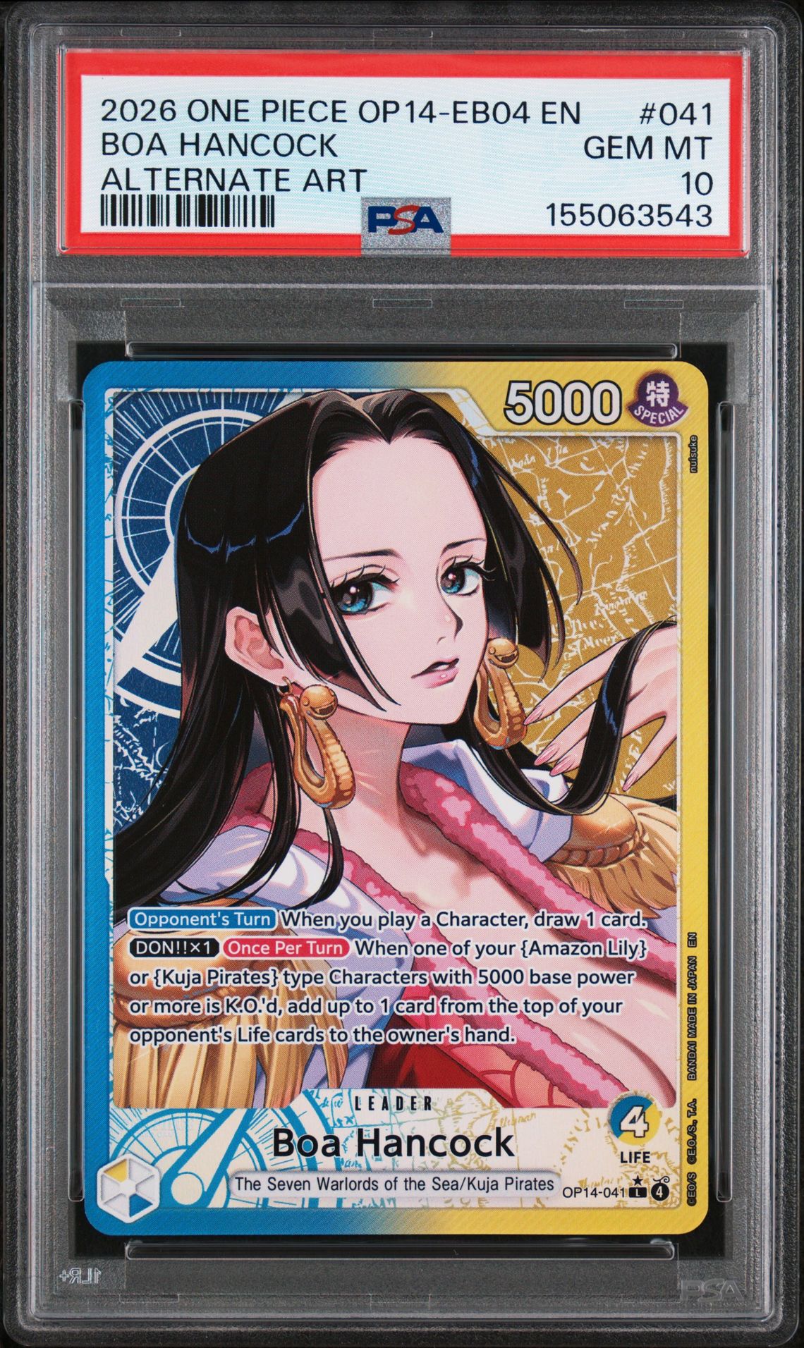 2026 One Piece ONE PIECE OP14-EB04-THE AZURE SEA'S SEVEN ALTERNATE ART #041 Boa Hancock front
