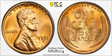 1955-S 1C MS68RD