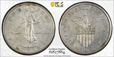 1908-S Peso KM-172  Ag N1