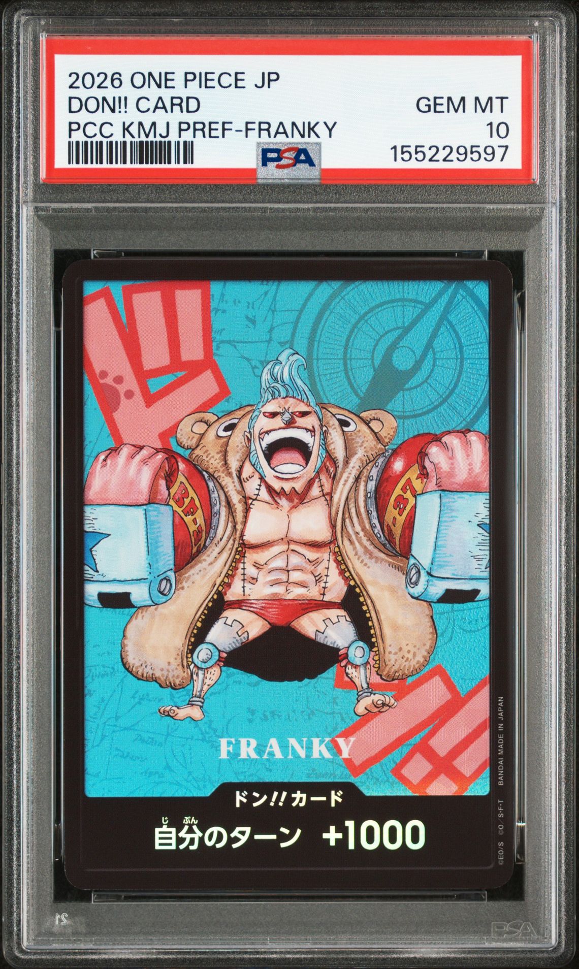 2026 One Piece ONE PIECE JAPANESE PREMIUM CARD COLLECTION KUMAMOTO PREFECTURE SPECIAL PCC KMJ PREF-FRANKY Don!! Card front