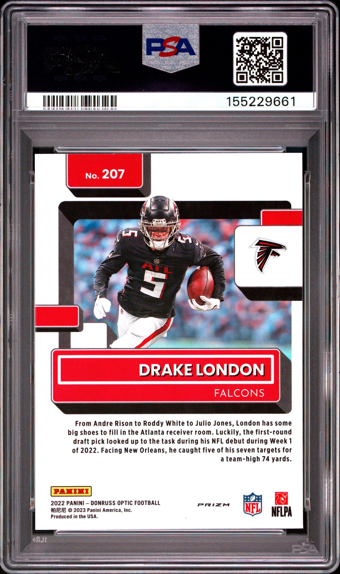 2022 Panini Donruss Optic Drake London #207 (Purple Shock) Mint 9 back