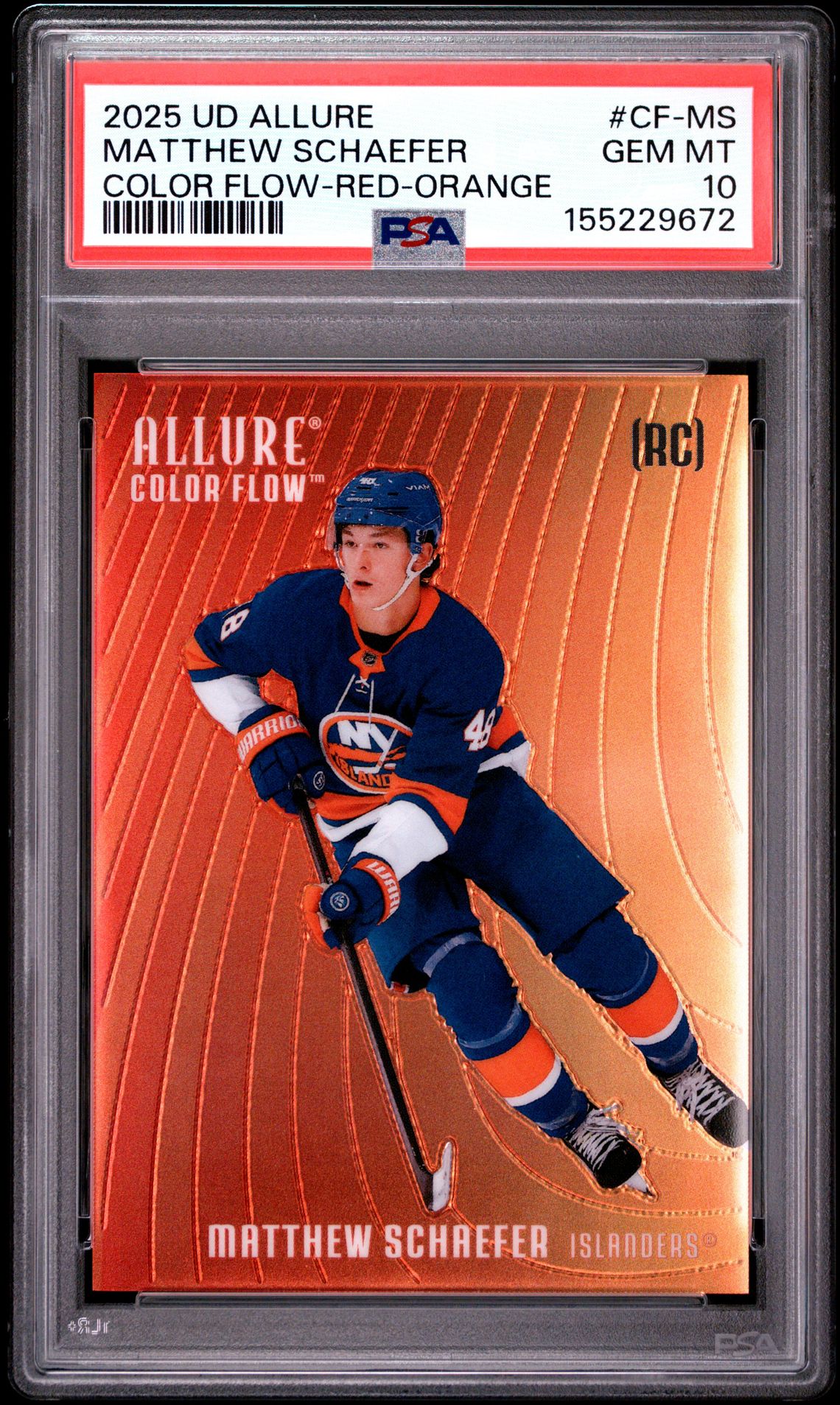 2025 Upper Deck Allure Color Flow Matthew Schaefer #Cf-Ms (Color Flow-Red-Orange) Gem Mt 10 front
