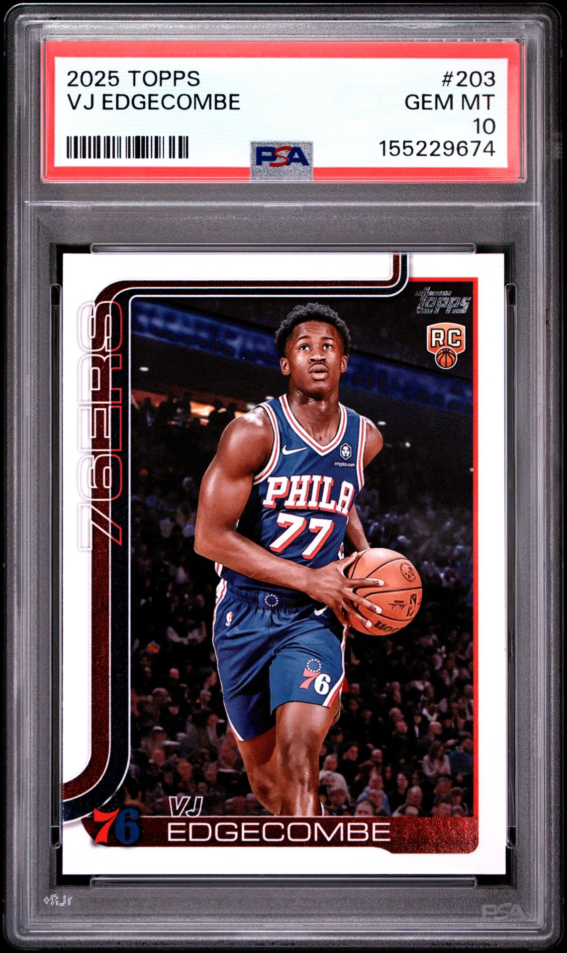 2025 Topps Vj Edgecombe #203 Gem Mt 10 front