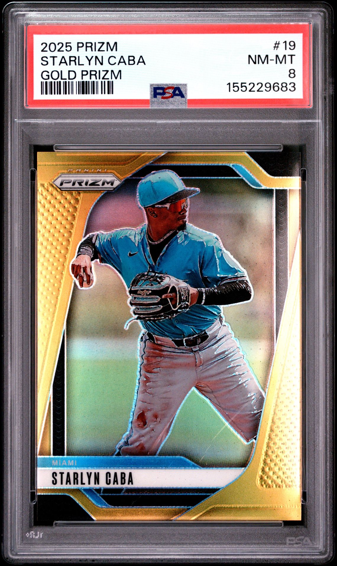 2025 Panini Prizm Starlyn Caba #19 (Gold Prizm) Nm-Mt 8 front