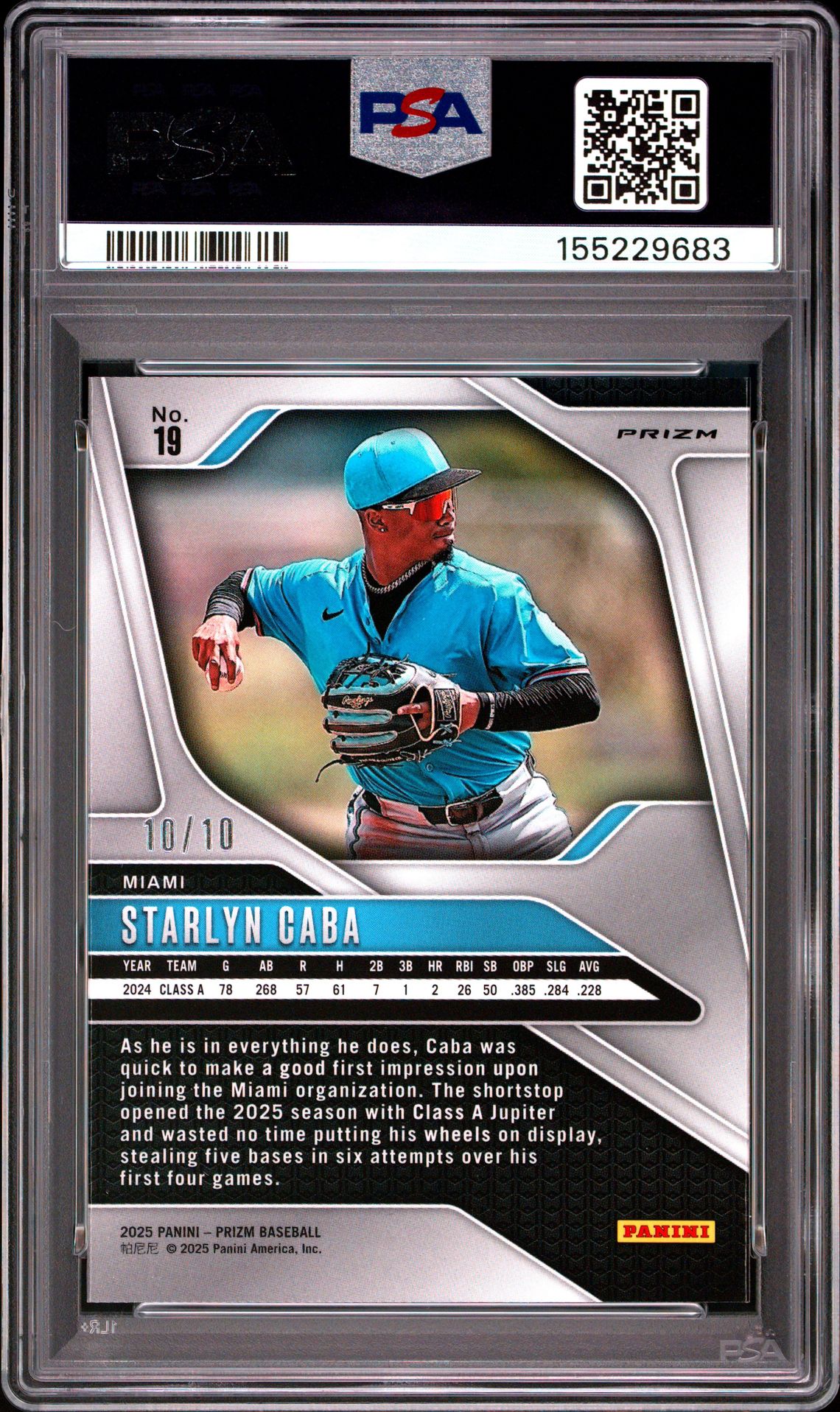 2025 Panini Prizm Starlyn Caba #19 (Gold Prizm) Nm-Mt 8 back