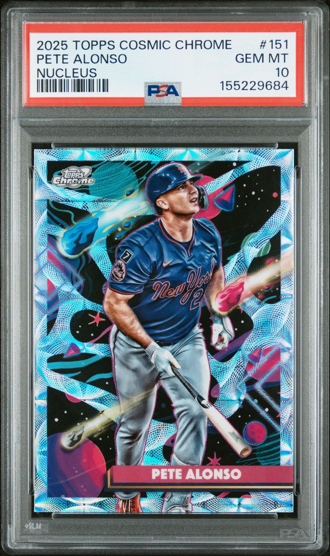 2025 Topps Cosmic Chrome Pete Alonso #151 (Nucleus) Gem Mt 10 front view - PSA graded GEM MT 10