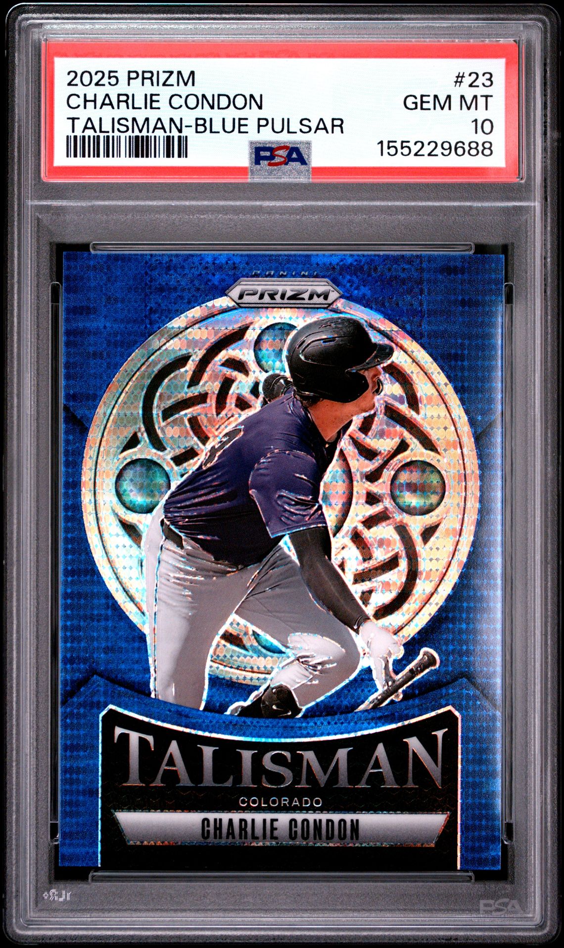 2025 Panini Prizm Talisman Charlie Condon #23 (Talisman-Blue Pulsar) Gem Mt 10 front