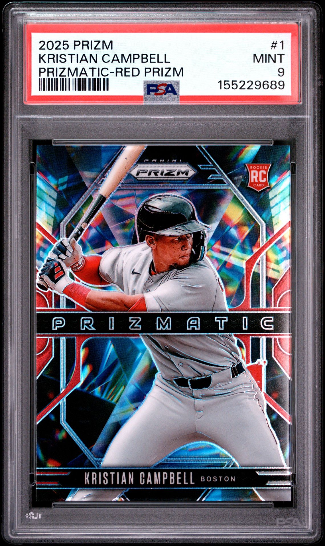 2025 Panini Prizm Prizmatic Kristian Campbell #1 (Prizmatic-Red Prizm) Mint 9 front