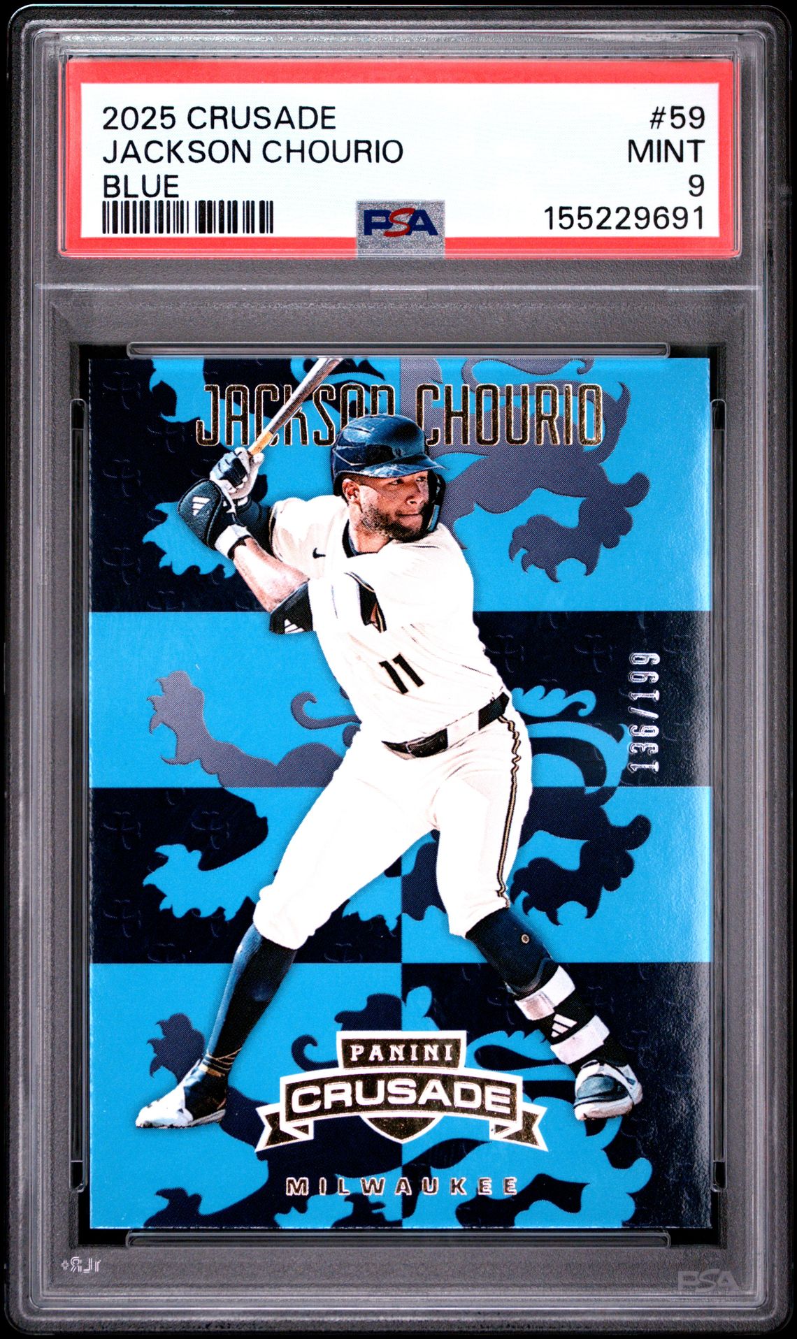 2025 Panini Crusade Jackson Chourio #59 (Blue) Mint 9 front