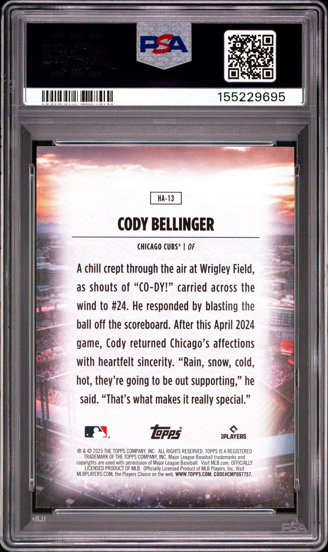 2025 Topps Home Field Advantage Cody Bellinger #Ha13 Mint 9 back