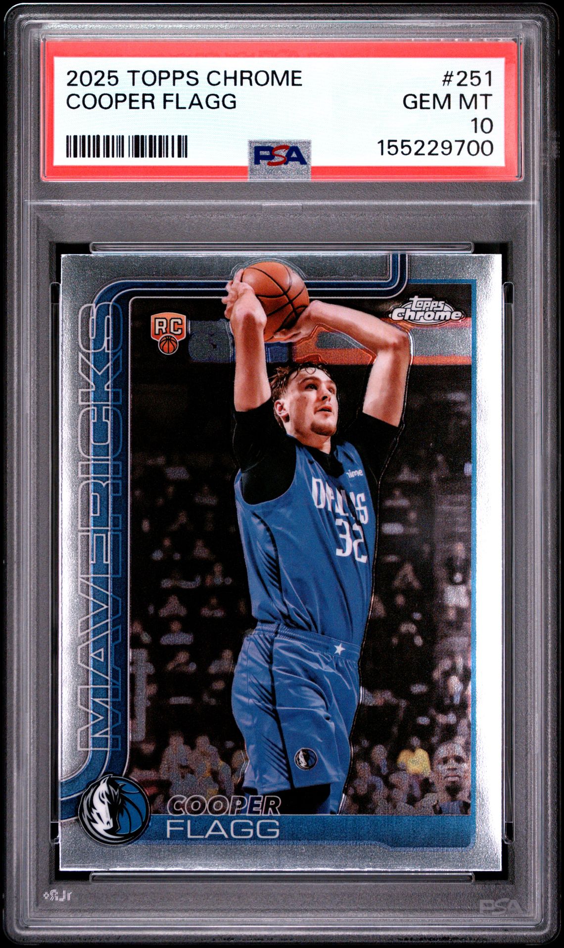 2025 Topps Chrome Cooper Flagg #251 Gem Mt 10 front view - PSA graded GEM MT 10