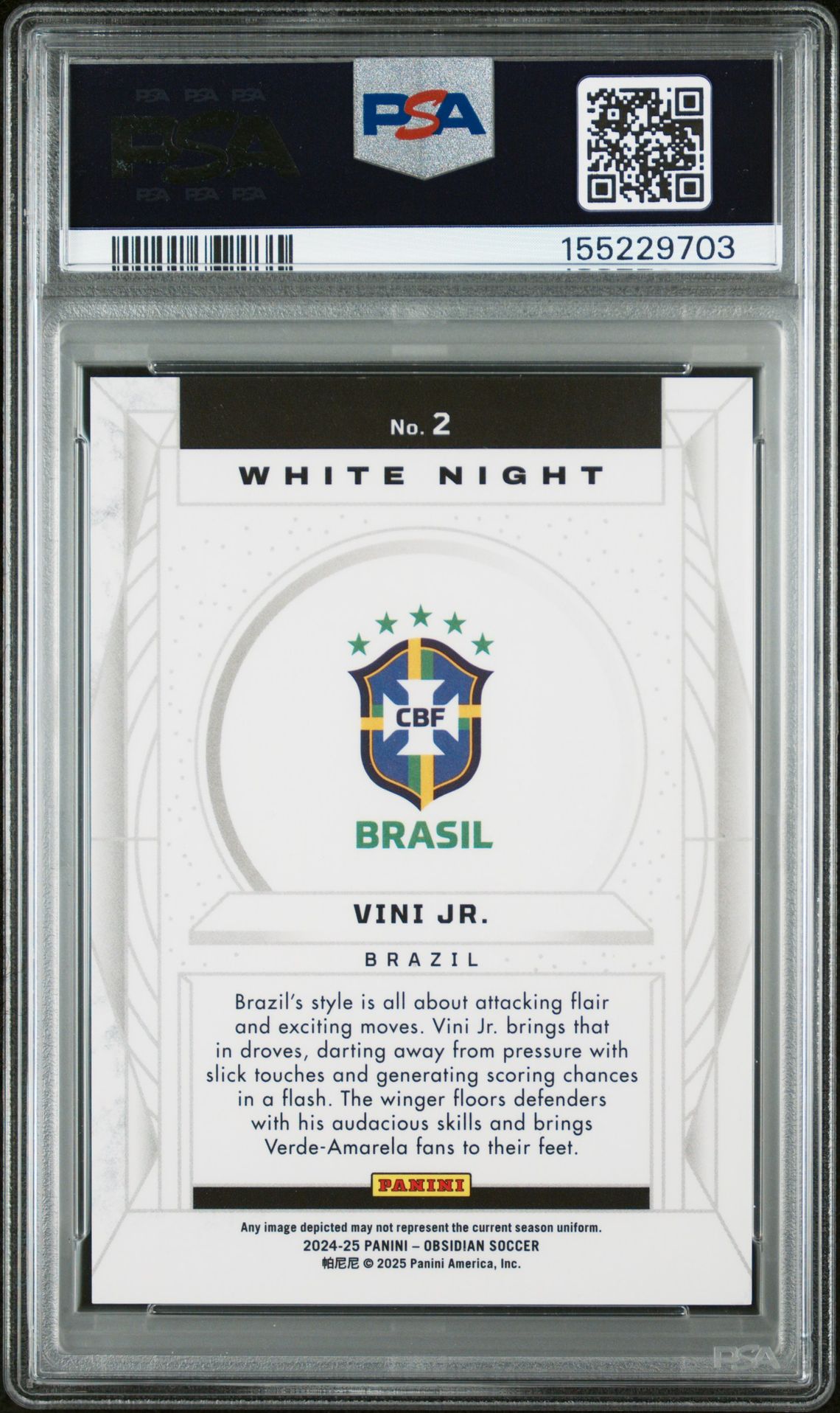 2024-25 Panini Obsidian White Night Vini Jr. #2 Nm-Mt 8 back