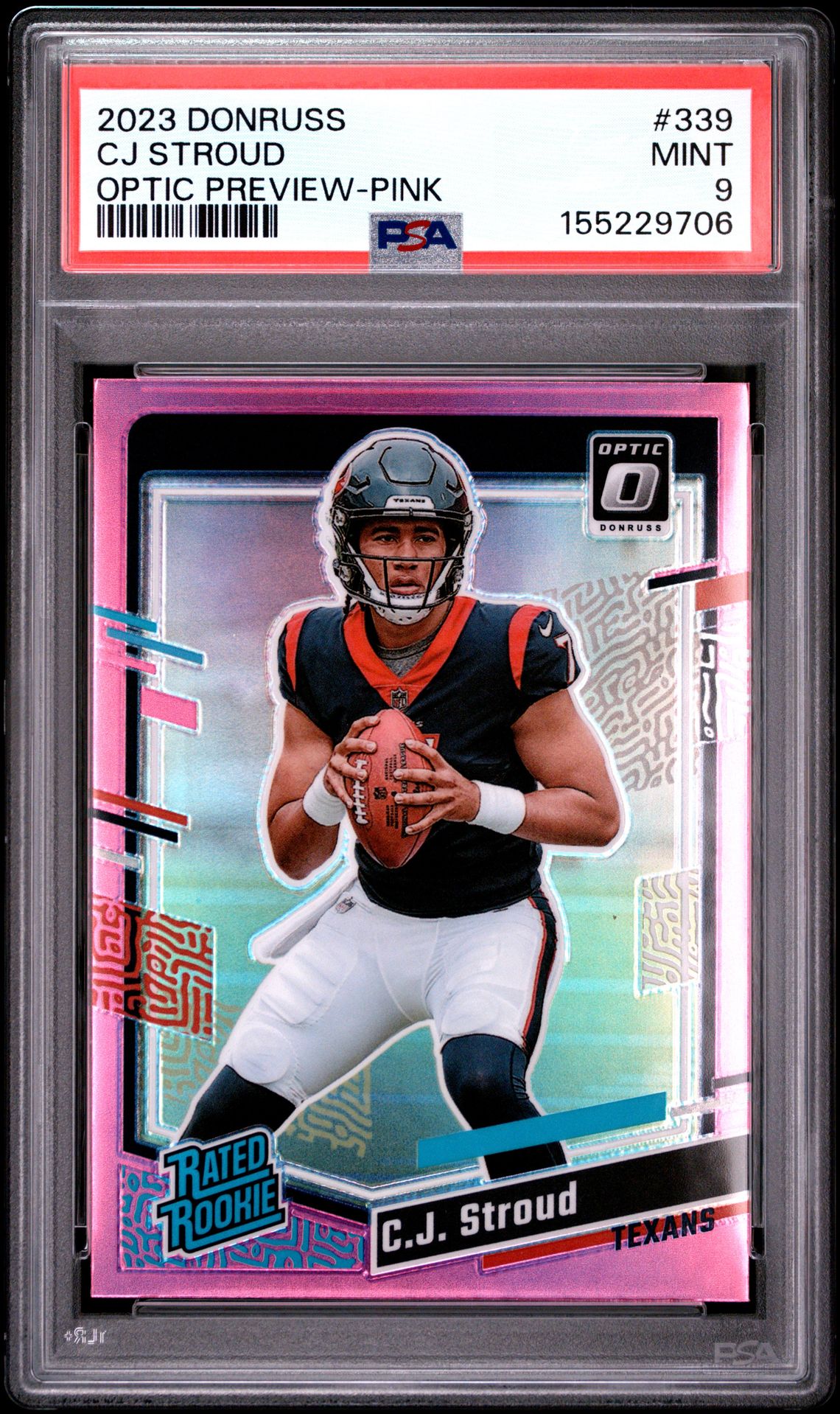 2023 Panini Donruss Cj Stroud #339 (Optic Preview-Pink) Mint 9 front