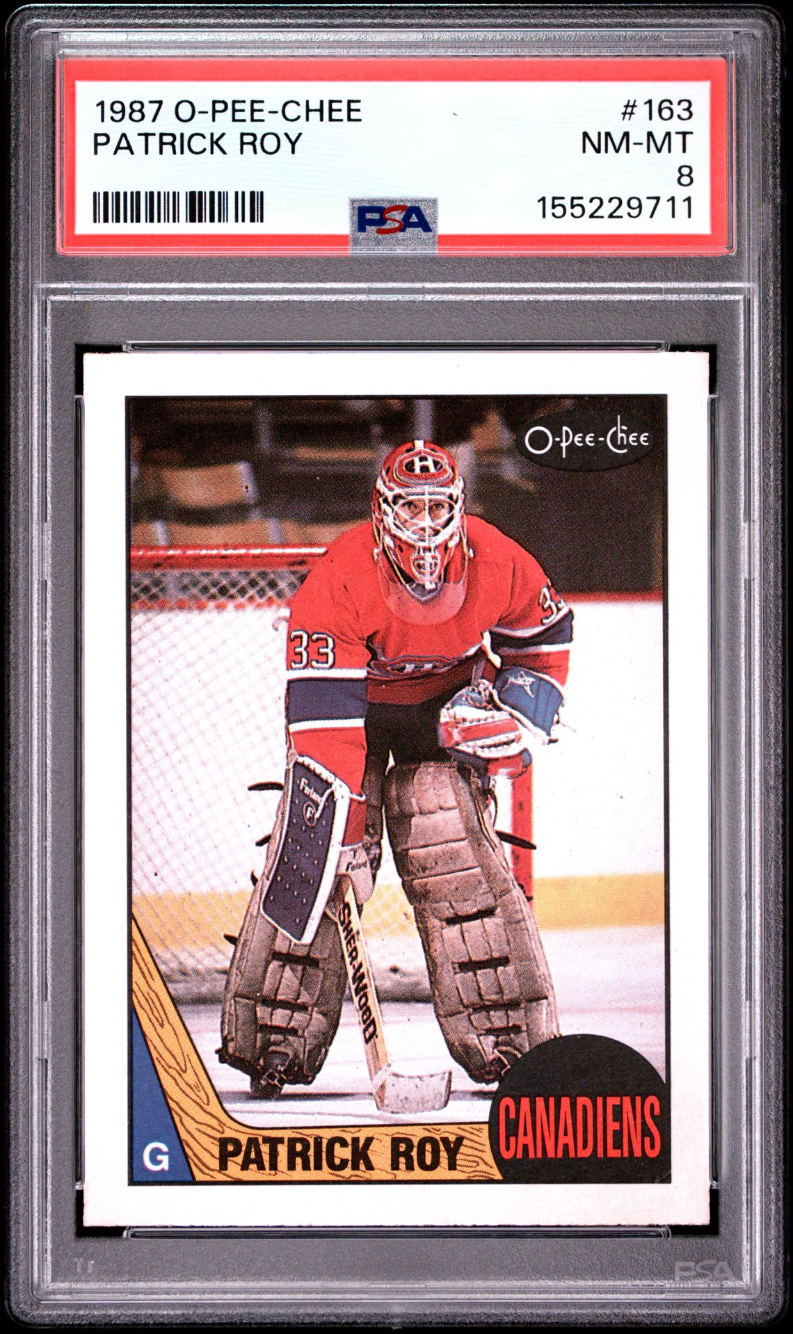 1987 O-Pee-Chee Patrick Roy #163 Nm-Mt 8 front