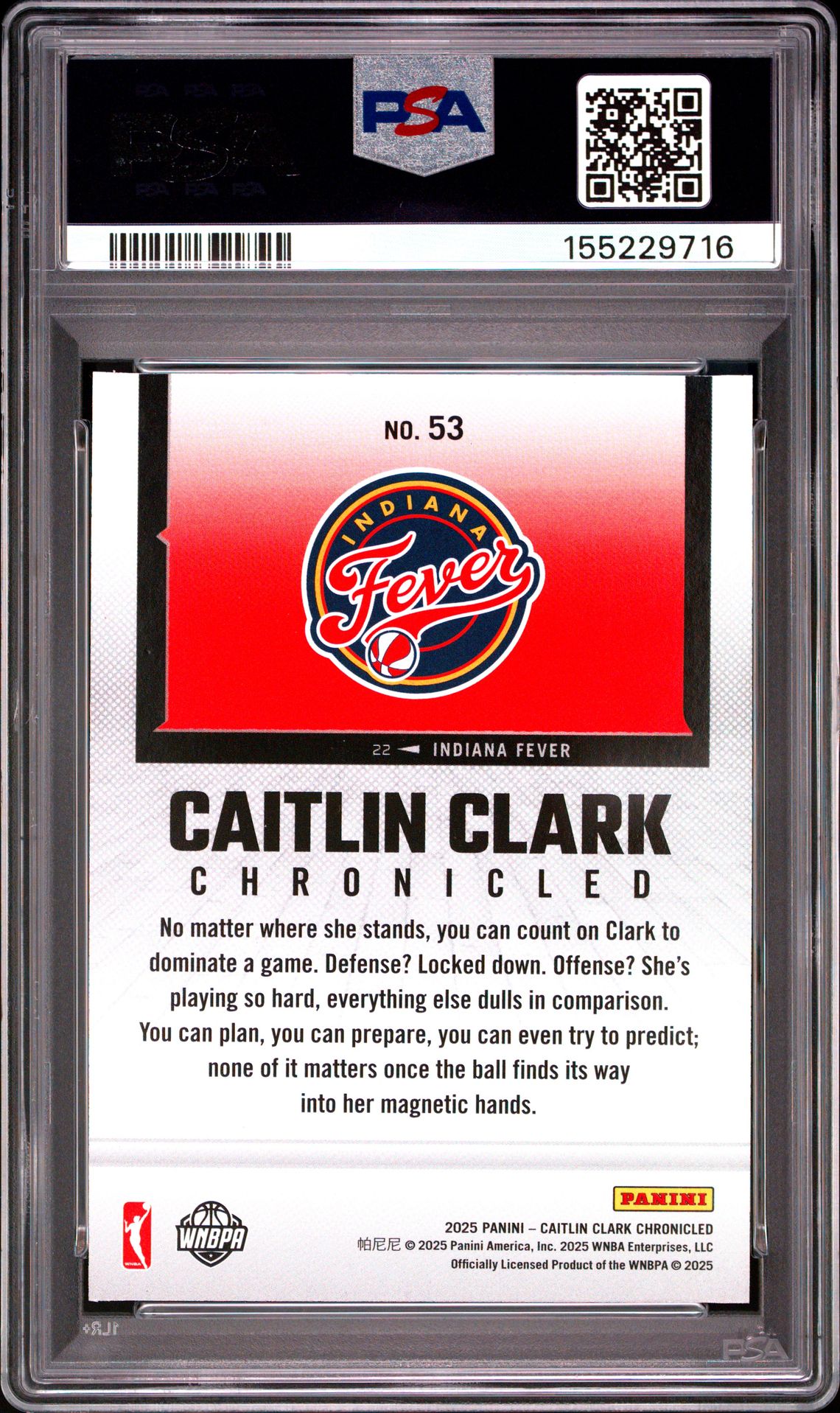 2025 Panini Caitlin Clark Chronicled Caitlin Clark #53 (Holo) Nm-Mt 8 back