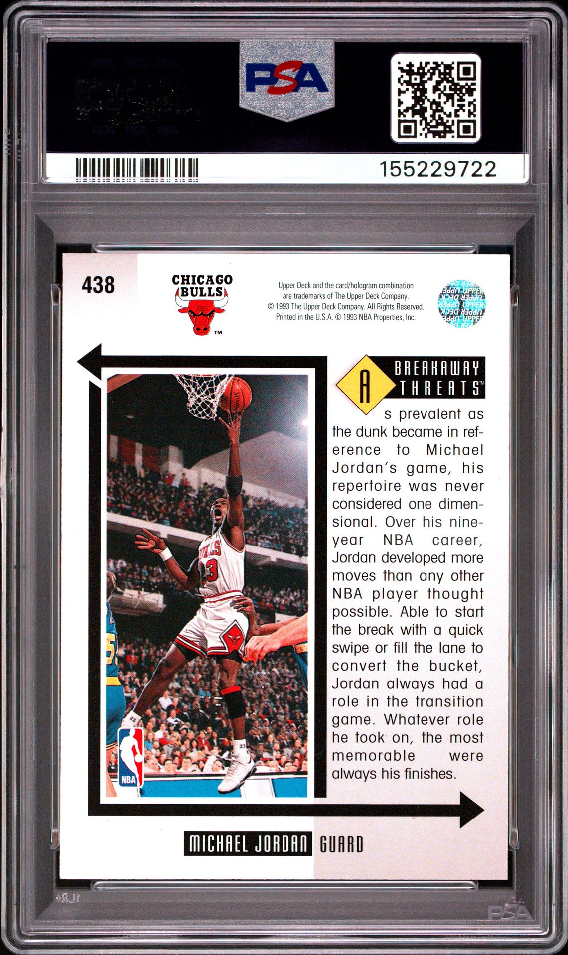 1993 Upper Deck Michael Jordan #438 Ex-Mt 6 back