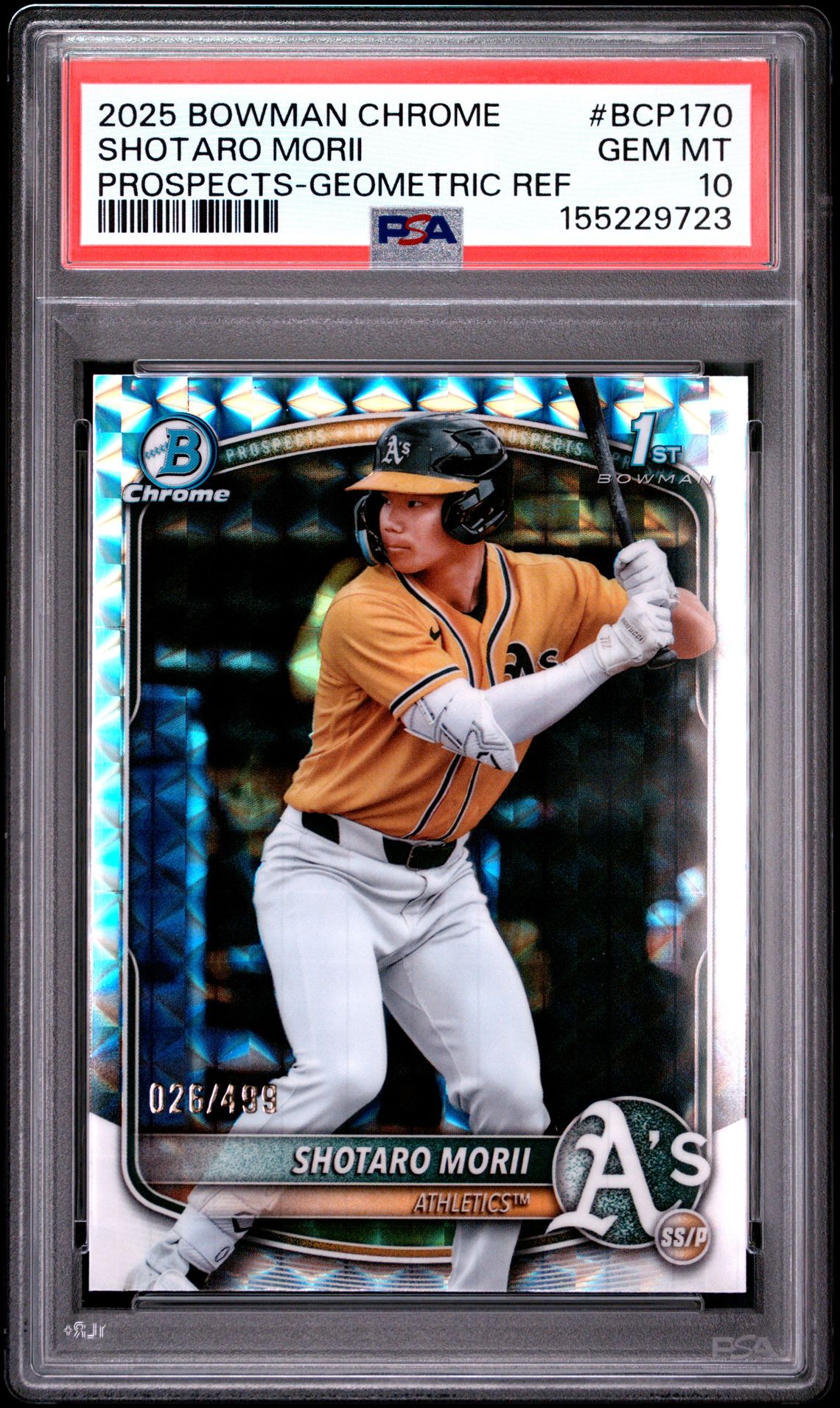 2025 Bowman Chrome Prospects Shotaro Morii #Bcp170 (Prospects-Geometric Ref) Gem Mt 10 front