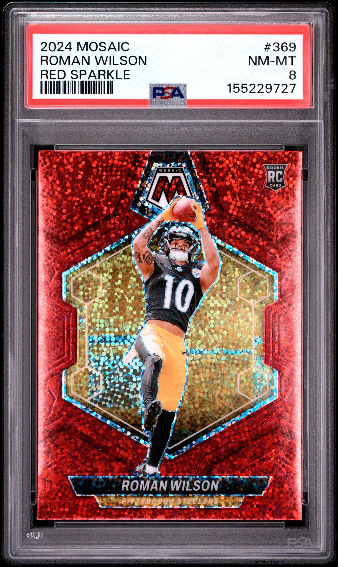 2024 Panini Mosaic Roman Wilson #369 (Red Sparkle) Nm-Mt 8 front