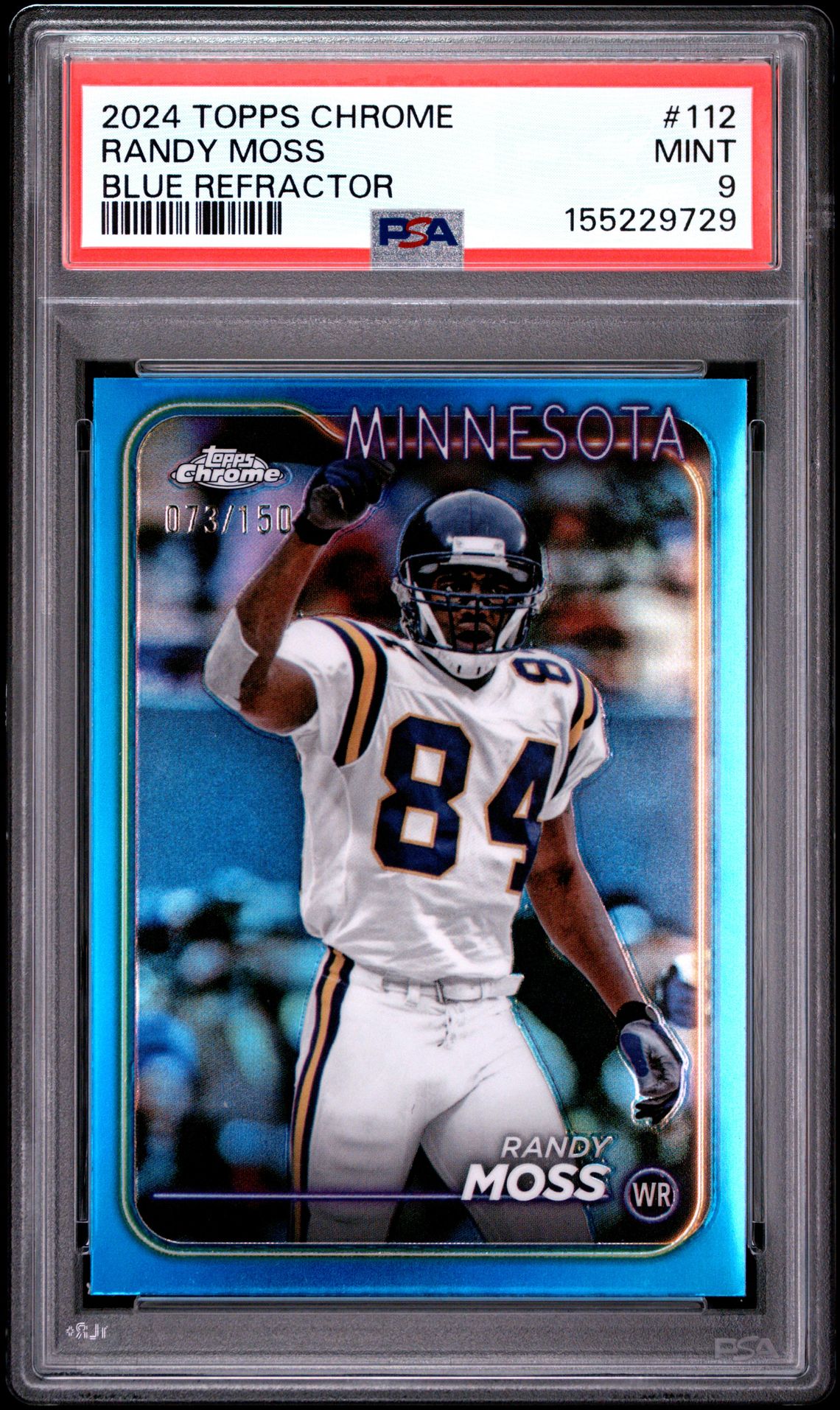 2024 Topps Chrome Randy Moss #112 (Blue Refractor) Mint 9 front