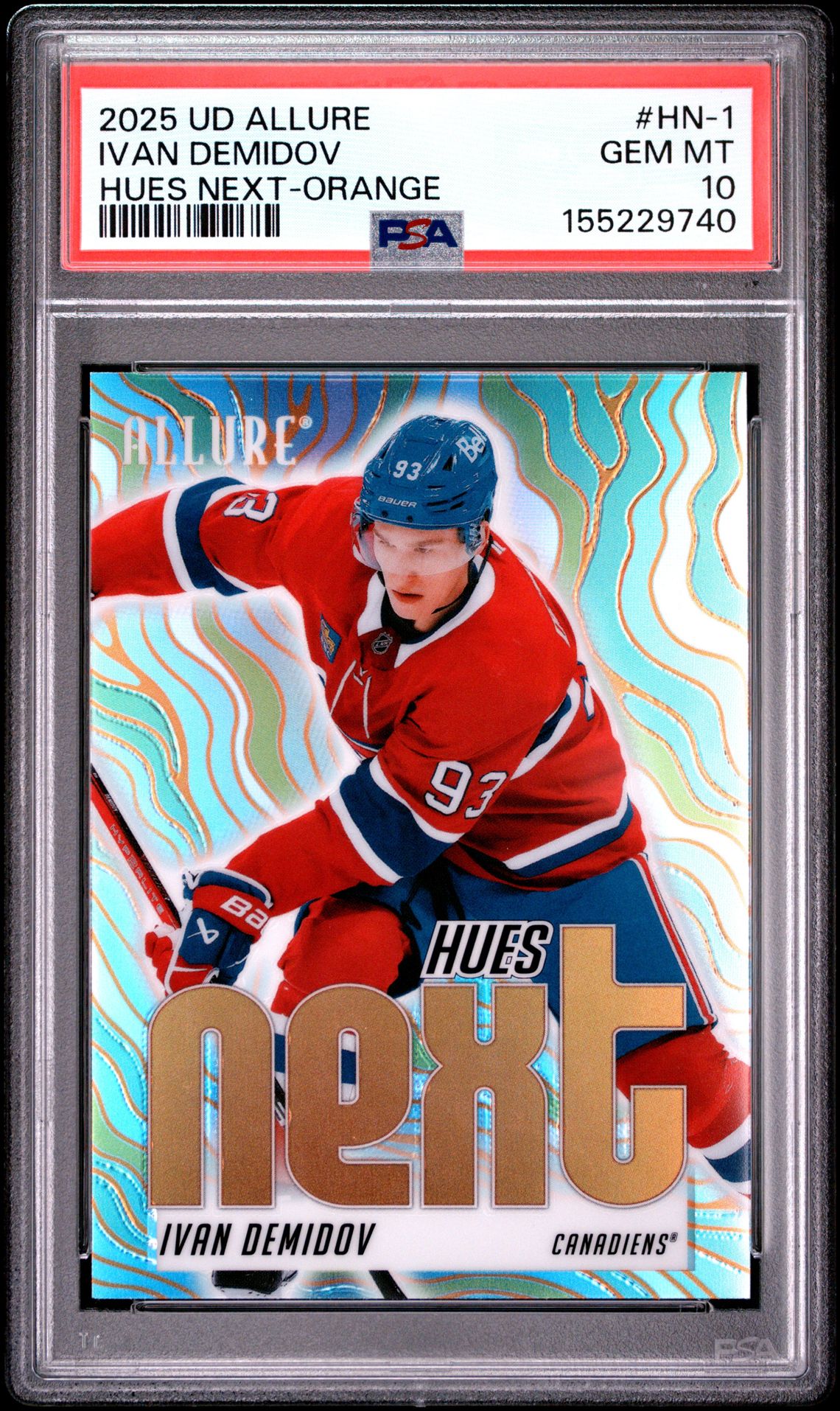2025 Upper Deck Allure Hues Next Ivan Demidov #Hn-1 (Hues Next-Orange) Gem Mt 10 front view - PSA graded GEM MT 10