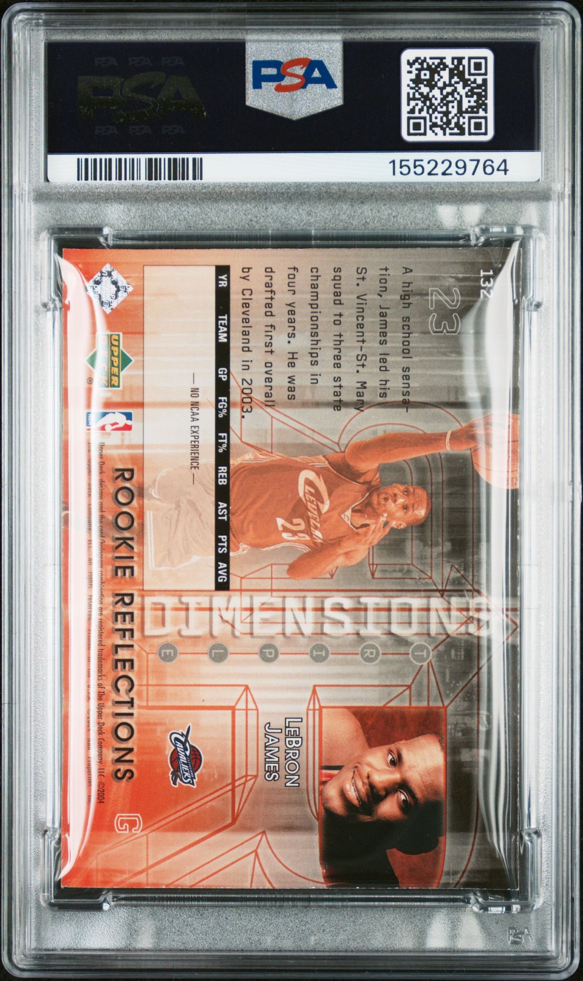 2003 Upper Deck Triple Dimensions Lebron James #132 N0: Authentic back