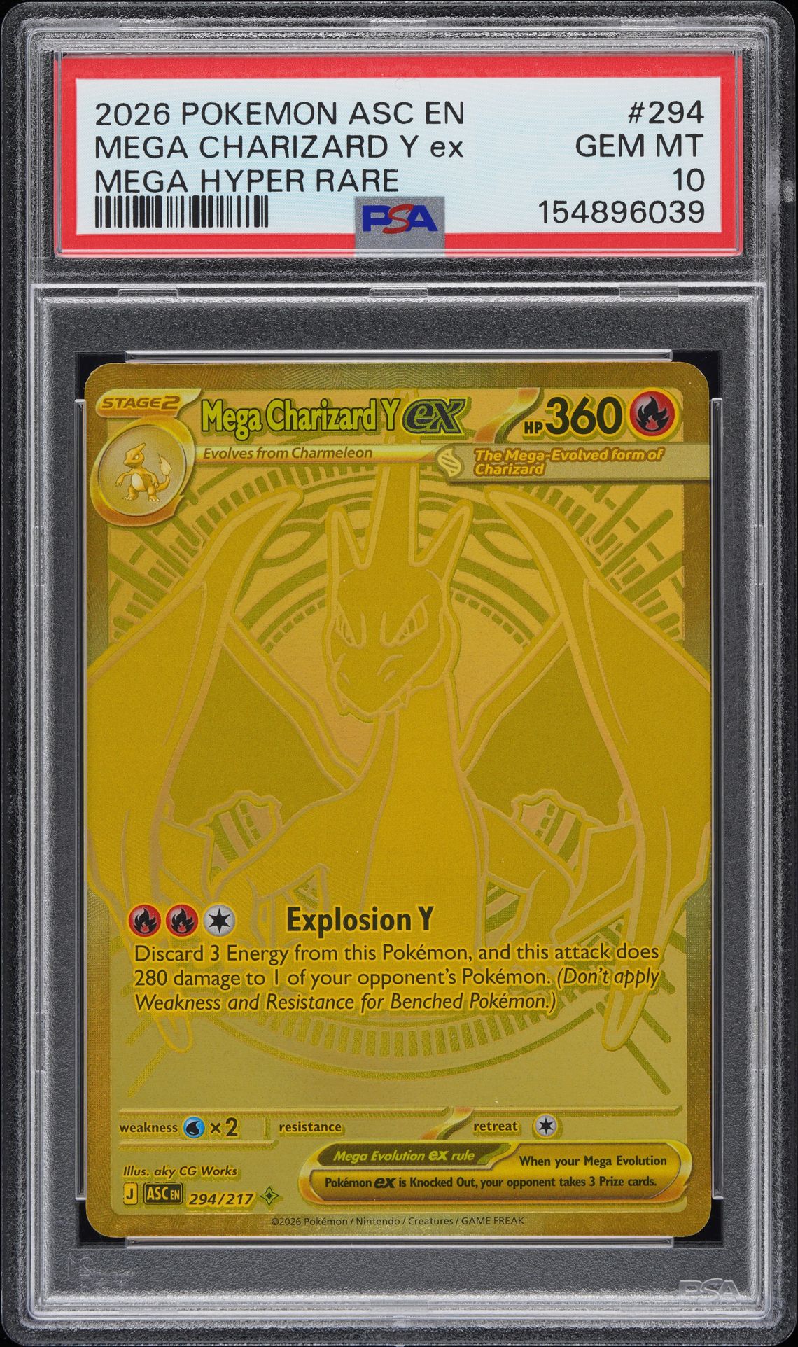 2026 Pokemon MEGA HYPER RARE #294 MEGA CHARIZARD Y ex front