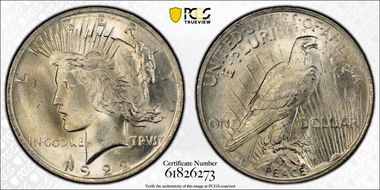 1922 $1 VAM 2F, Hair Pin MS64