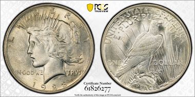 1923 $1 VAM 1C, Tail on O MS62