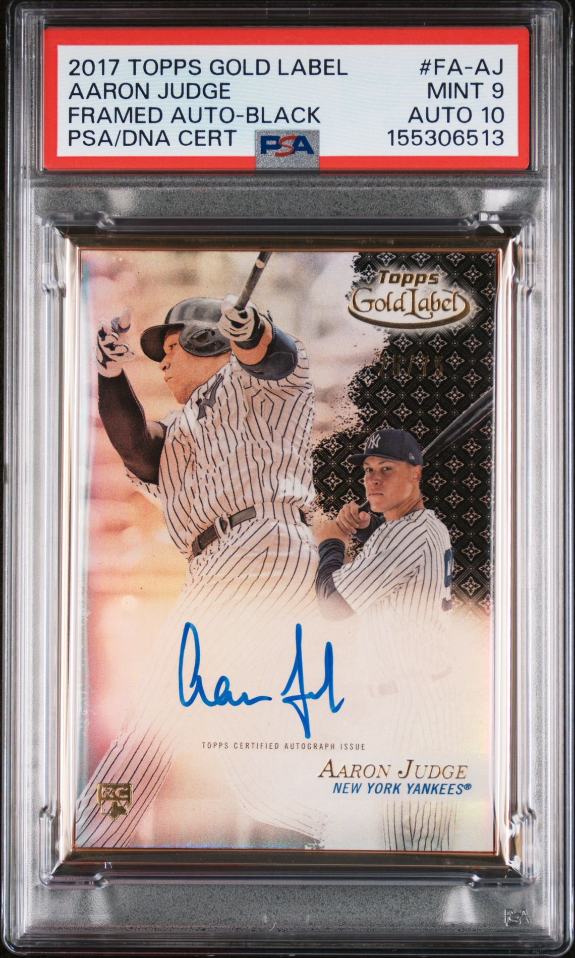 2017 Topps TOPPS GOLD LABEL FRAMED AUTOGRAPHS BLACK #FA-AJ Aaron Judge front
