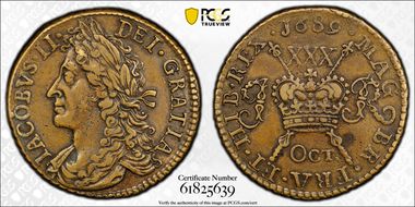 1689 OCT 1/2 Cr S-6579D Gun Money XF45