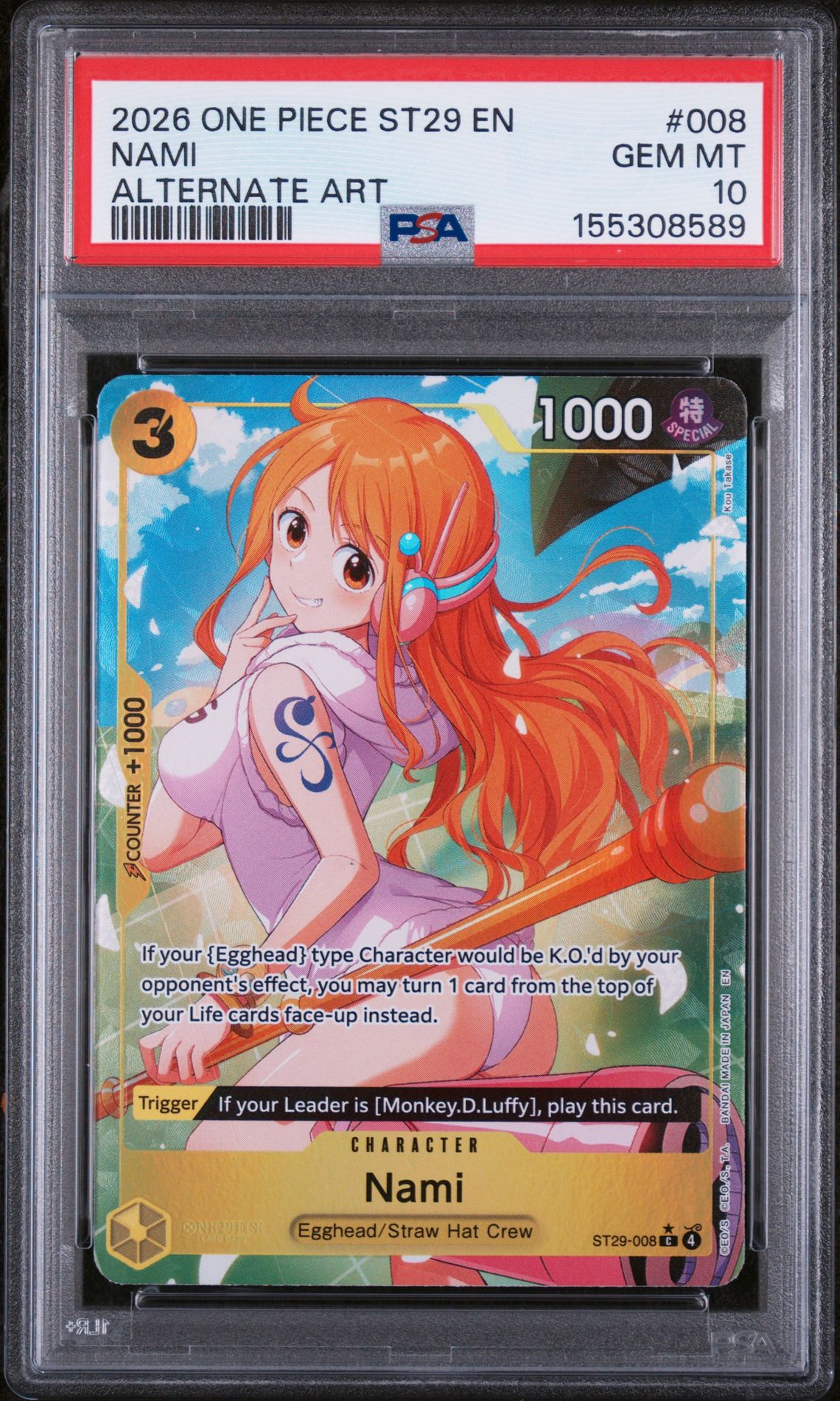 2026 One Piece ONE PIECE STARTER DECK ST29-EGGHEAD ALTERNATE ART #008 Nami front