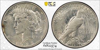 1923-S $1 VAM 1I, Rev Retained CUD AU53