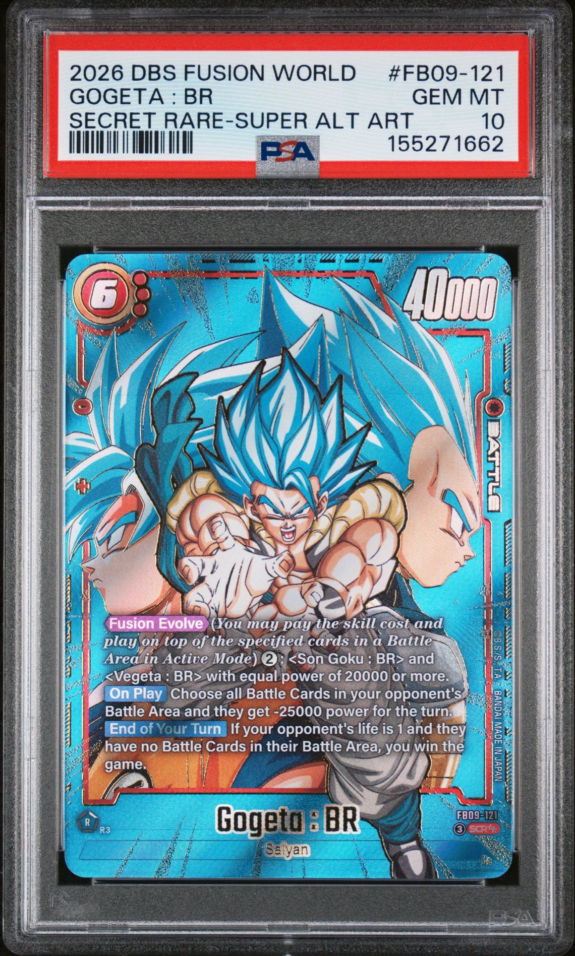 2026 Dragon Ball DRAGON BALL SUPER CARD GAME FUSION WORLD DUAL EVOLUTION SECRET RARE-SUPER ALT ART #FB09-121 Gogeta : Br front